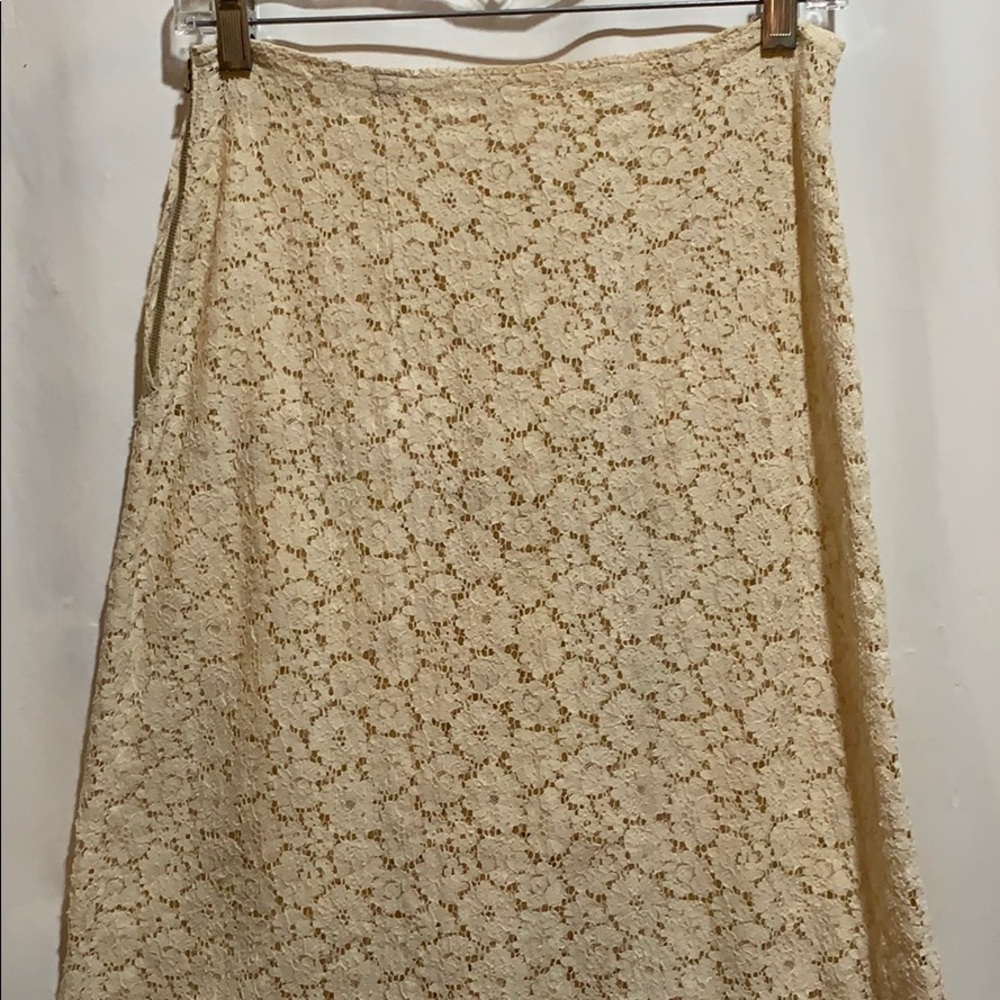 VINTAGE (40’s) LACE SKIRT METAL ZIPPER RAW HEM